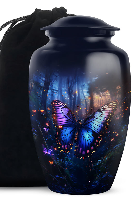 Blue Butterfly Urn For Ashes - Large Urn For Men & Women