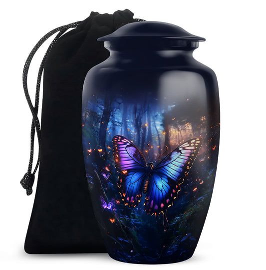 Blue Butterfly Urn For Ashes - Large Urn For Men & Women