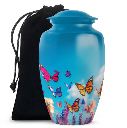 Colorful Butterflies Urns For Ashes - Large Urn For Male & Female