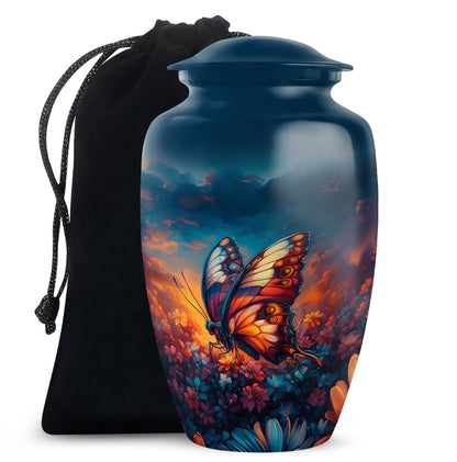 Monarch Butterfly Sunset Cremation Urn - Artistic Urns For Women