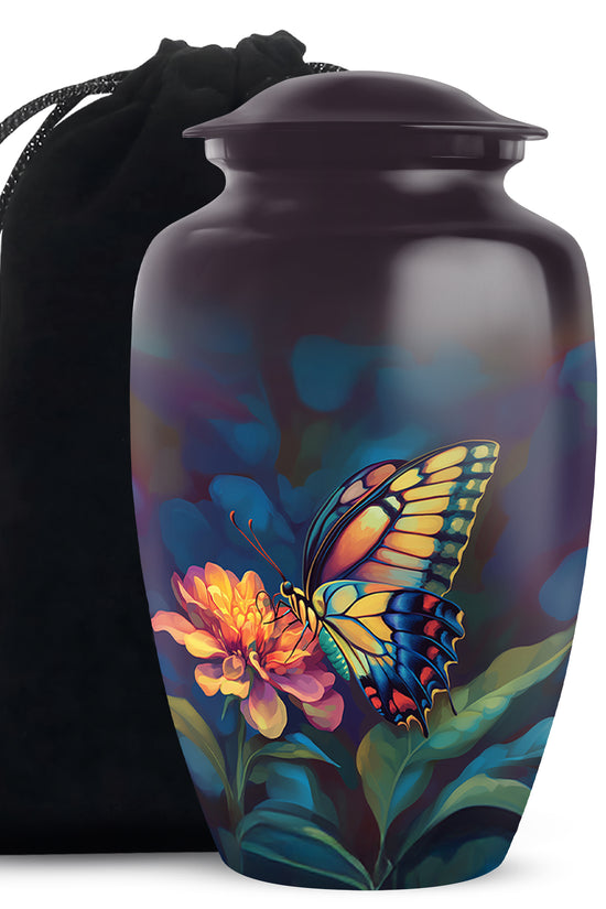 Floral Monarch Butterfly Urn For Ashes - Cremation Remains Containers