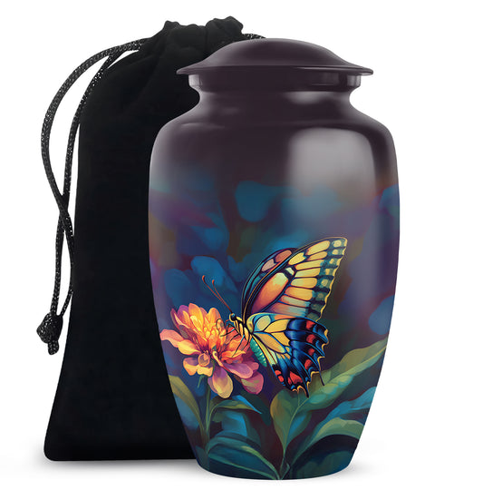 Floral Monarch Butterfly Urn For Ashes - Cremation Remains Containers