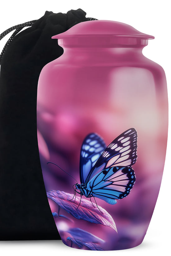 Blue Butterfly Urns For Ashes - Pink Cremation Urn For Funeral