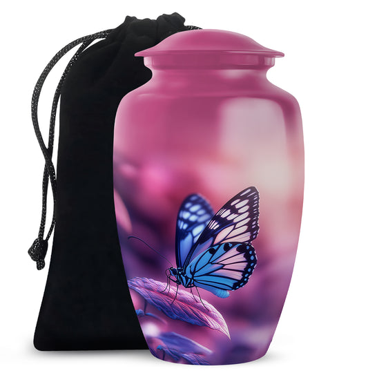 Blue Butterfly Urns For Ashes - Pink Cremation Urn For Funeral