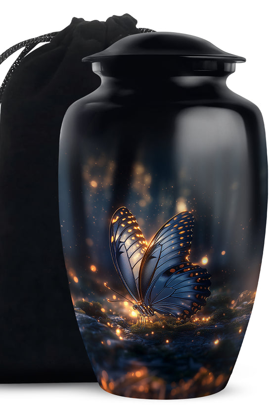 Mystic Grey Butterfly Urn For Mom And Dad - Funeral Urn For Loved Ones