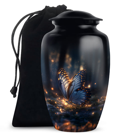 Mystic Grey Butterfly Urn For Mom And Dad - Funeral Urn For Loved Ones