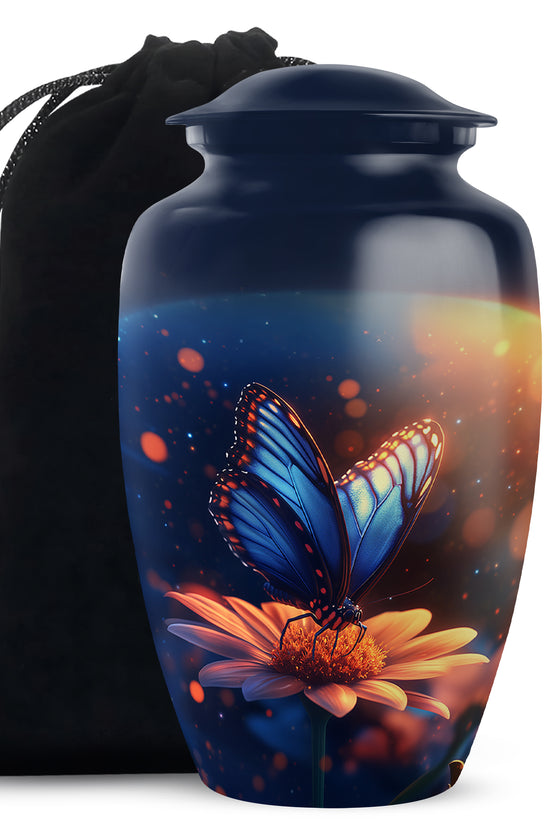Bule Butterfly Urn For Mom - Sun Flower Cremation Urn For Ashes