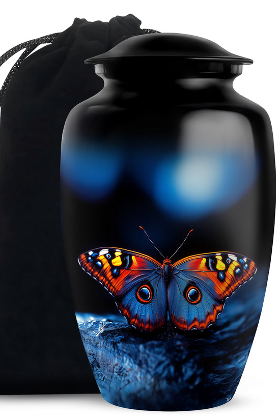 Unique Butterfly Funeral Ashes Urn - Blue Cremation Urn For Ashes