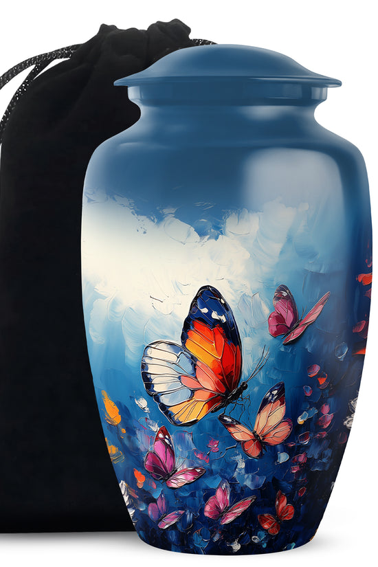 Butterflies Artwork Urn Memorial - Colorful Butterfly Urn for Funeral