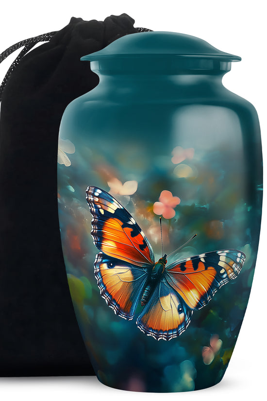 Orange Monarch Butterfly Cremation Urn - Urn For Ashes For Mom