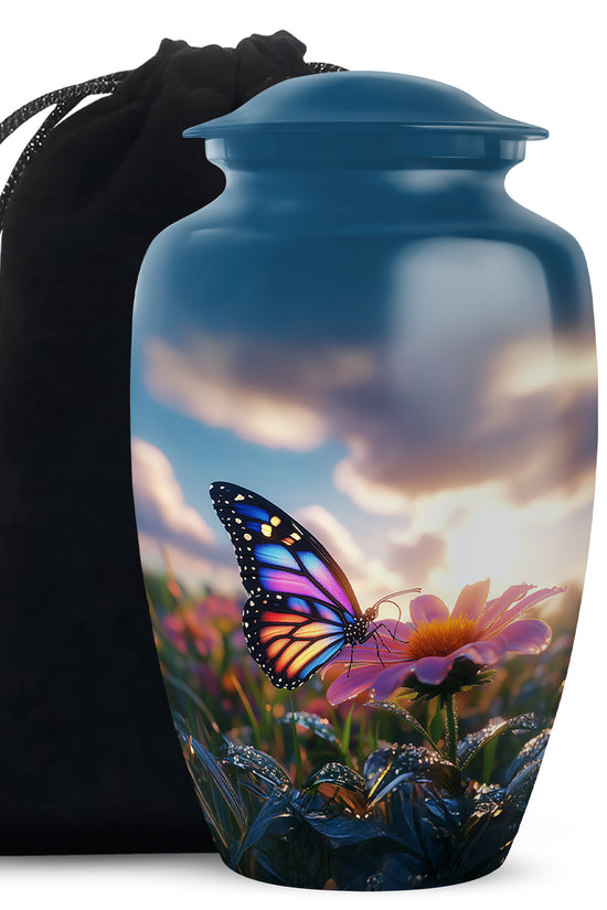 Colorful Butterfly Cremation Urn For Ashes - Punk Flower Urn Memorial