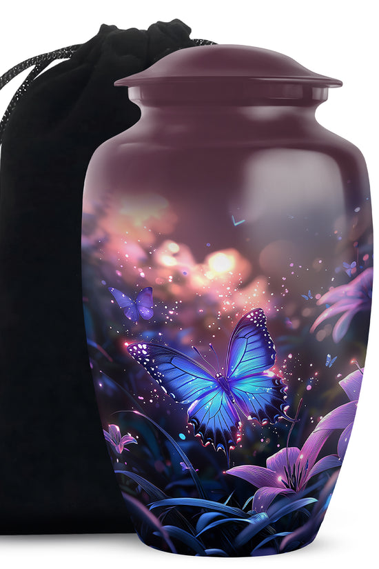 Blue Butterfly Urn For Burial - Beautiful Memorial Urn For Men & Women