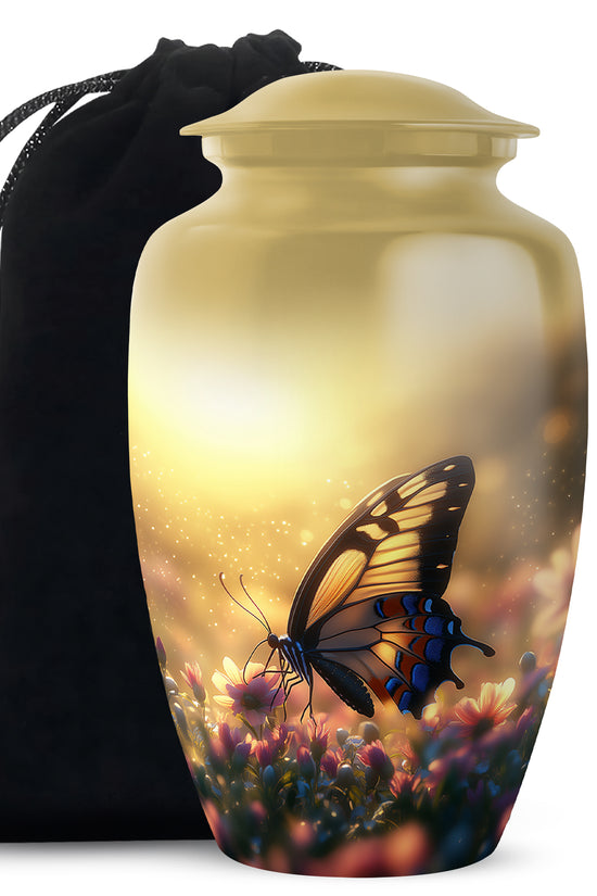 Yellow Monarch Butterfly Urn For Ashes - Burial Urns For Humans