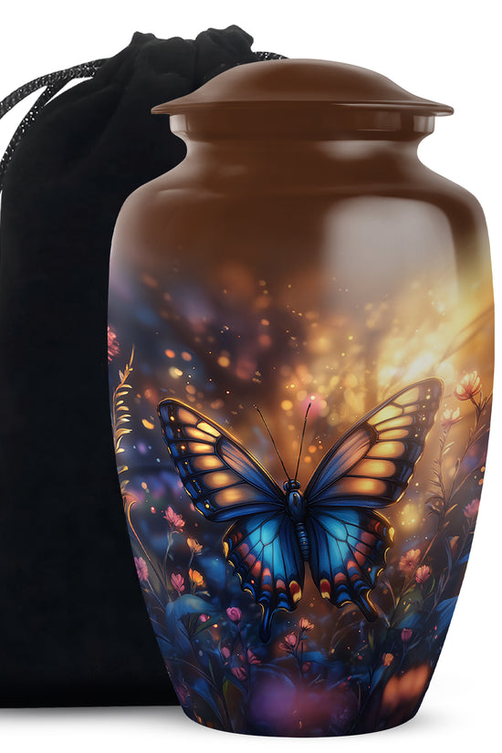 Gloomy Butterfly Urn For Ashes - Blue Butterfly Urn For Cremation