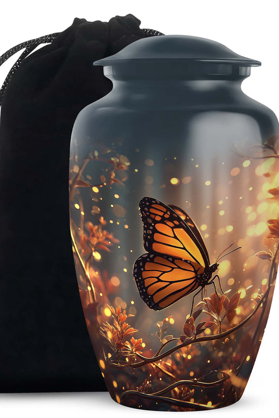 Orange Monarch Butterfly Funeral Urn - Cremation Urn For Adults