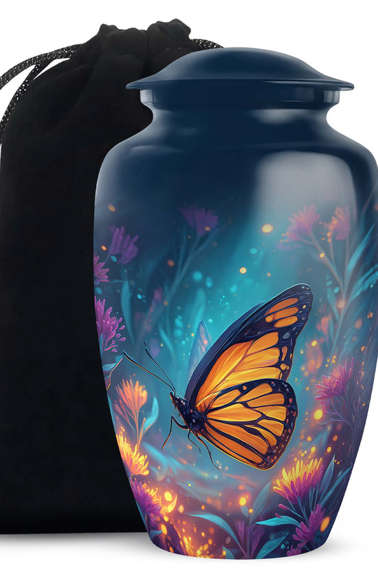Orange Monarch Butterfly Urn For Mother - Colorful Forest Urns