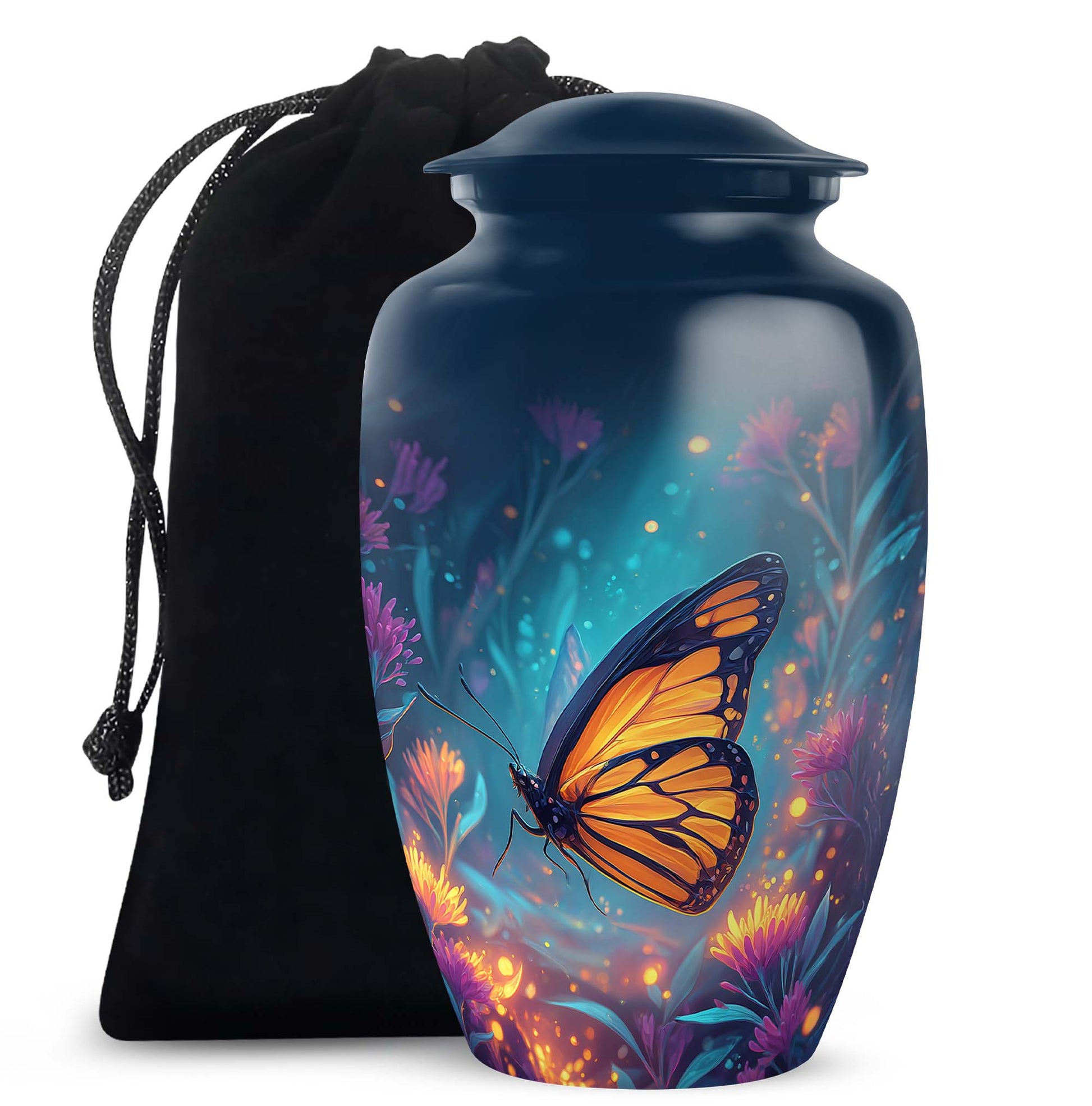Orange Monarch Butterfly Urn For Mother - Colorful Forest Urns