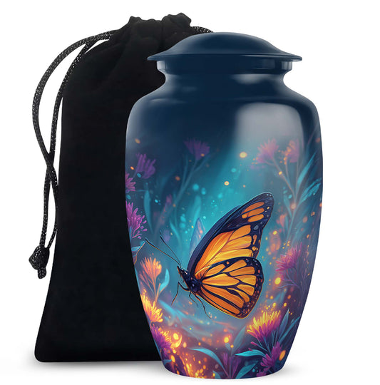 Orange Monarch Butterfly Urn For Mother - Colorful Forest Urns