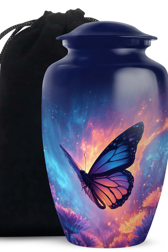 Cosmic Butterfly Cremation Urn - Memorial Urn for Mom or Dad