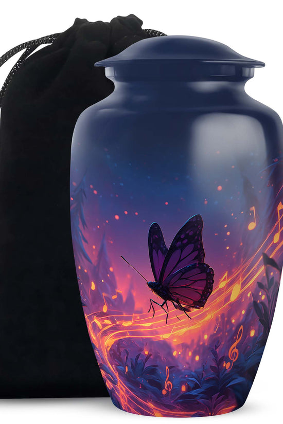 Dark Blue Butterfly Cremation Urns For Burial - Cremation Urn For Adults