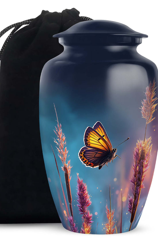 Butterfly Cremation Urn for Human Ashes - Dark Blue Memorial Urn