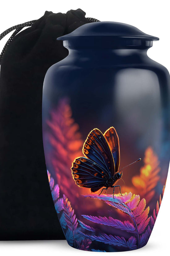 Butterfly On Flower Scenic Urn - Large Cremation Urns For Women Ashes