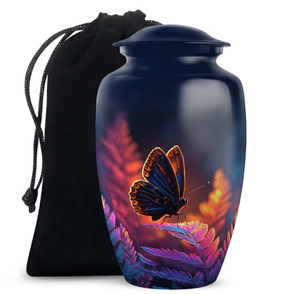 Butterfly On Flower Scenic Urn - Large Cremation Urns For Women Ashes