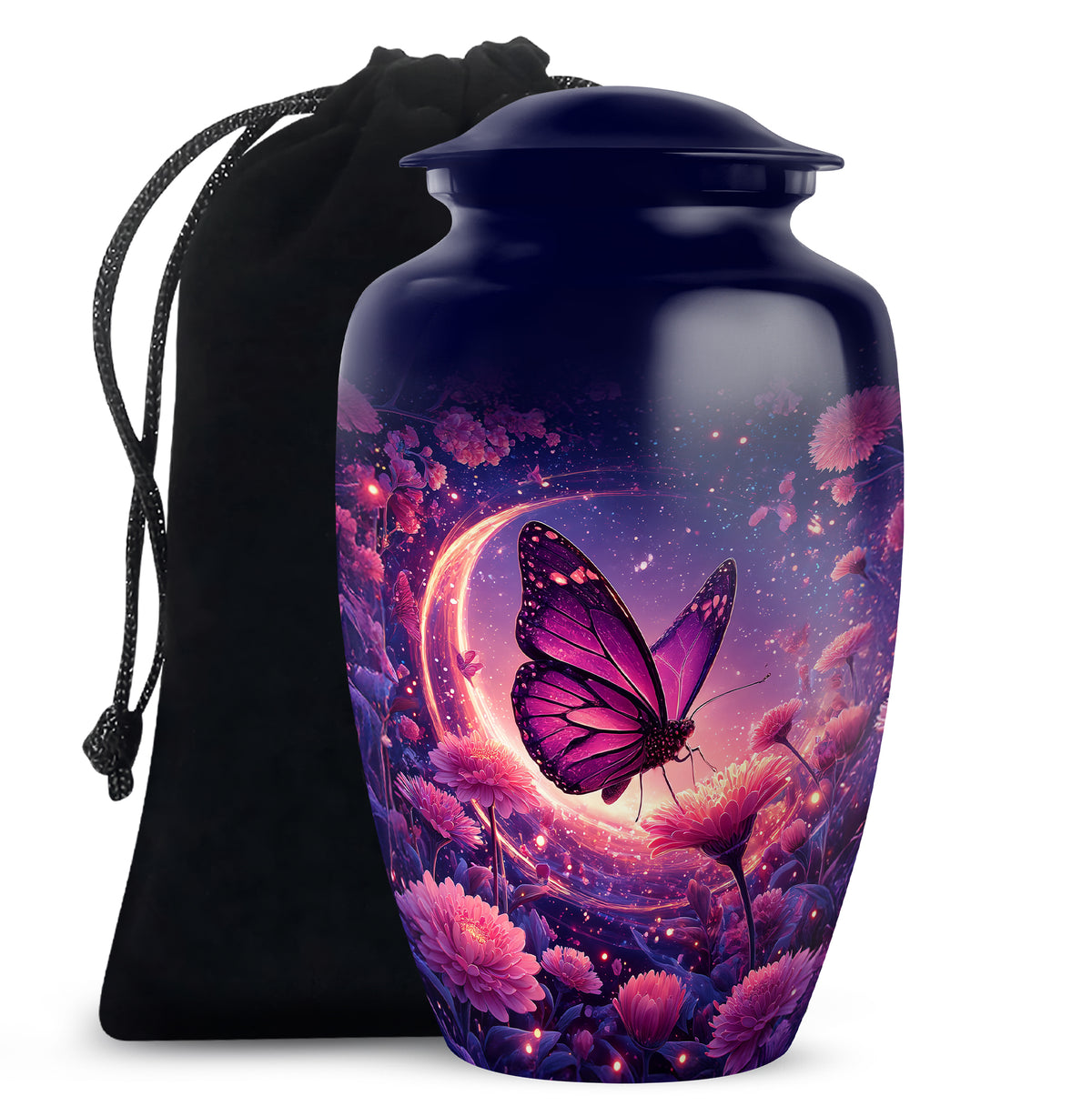 Beautiful Purple Butterfly & Flower Urn - Unique Tribute For Mom Ashes