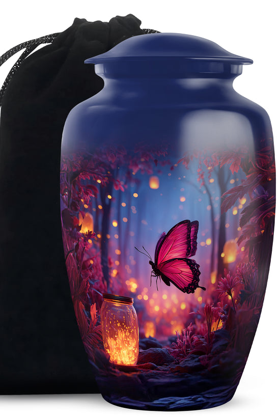 Blue Butterfly Cremation Urn - Decorative Urns For Adult Female Mom
