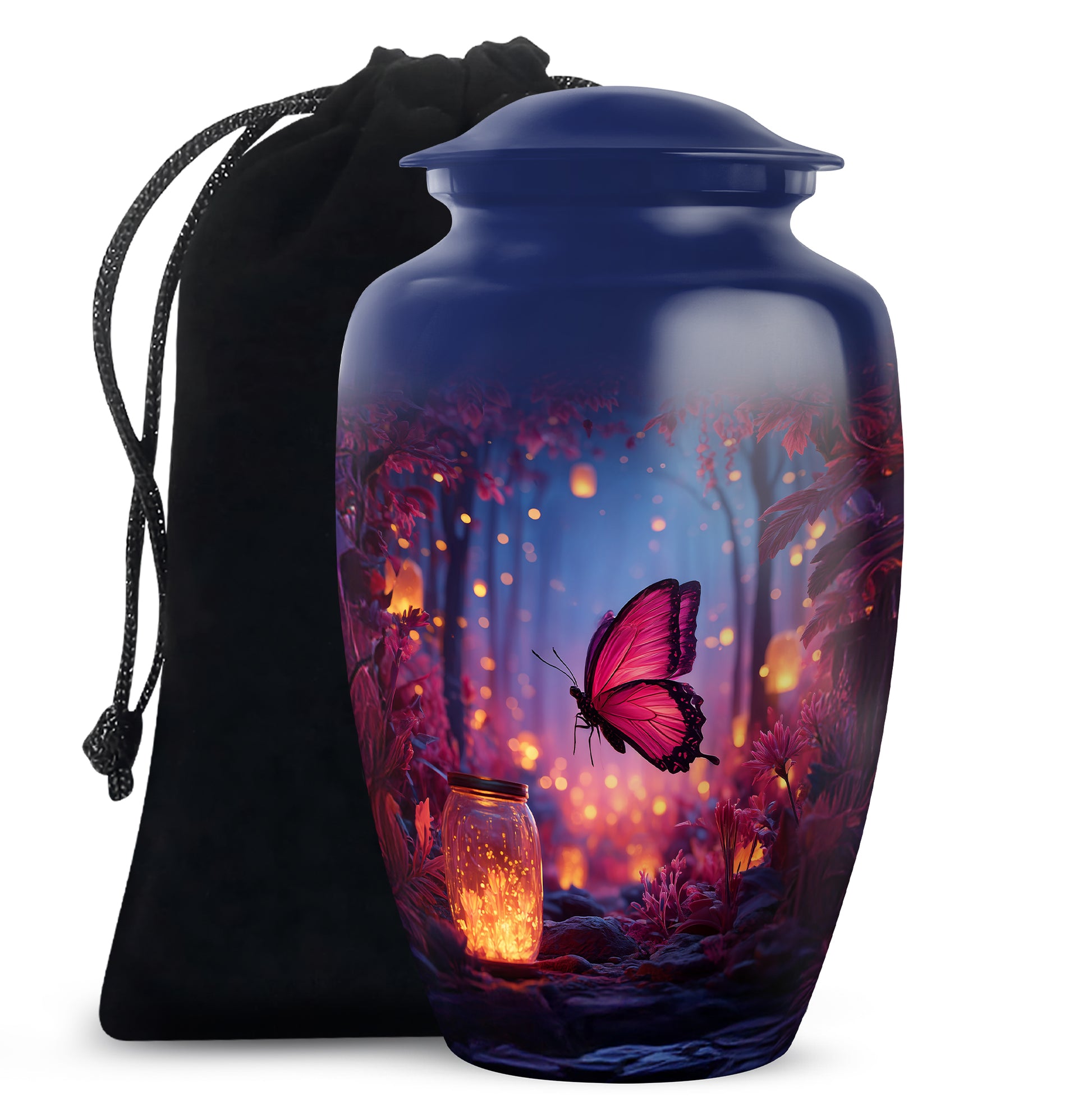 Blue Butterfly Cremation Urn - Decorative Urns For Adult Female Mom
