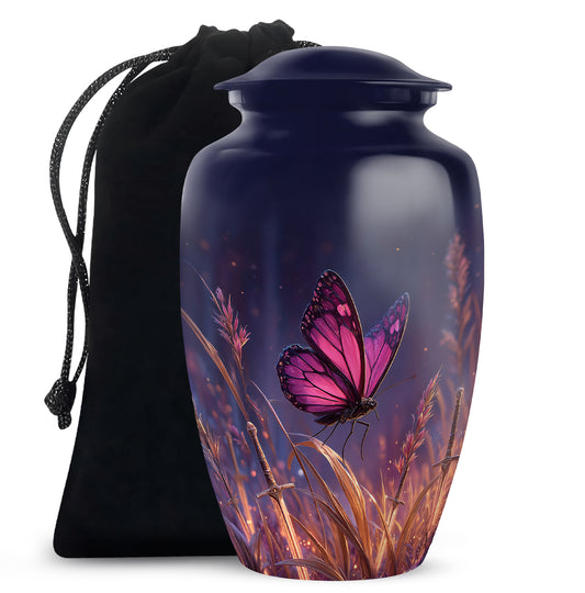 Purple Butterfly Burial Urn - Beautiful Large Decorative Urn For Women