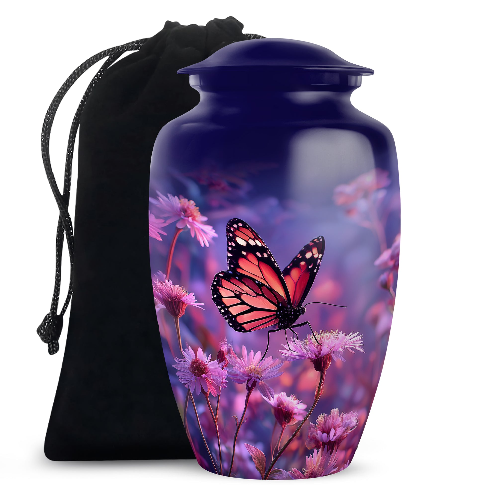 Beautiful Flower & Butterfly Burial Urn - Large Urn For Human Ashes