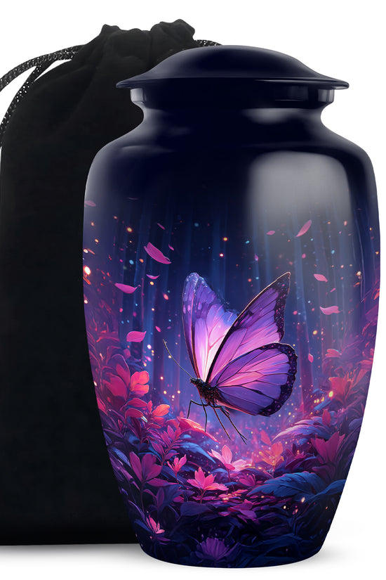 Beautifully Crafted Purple Butterfly Urn - Large Urns For Mom Ashes