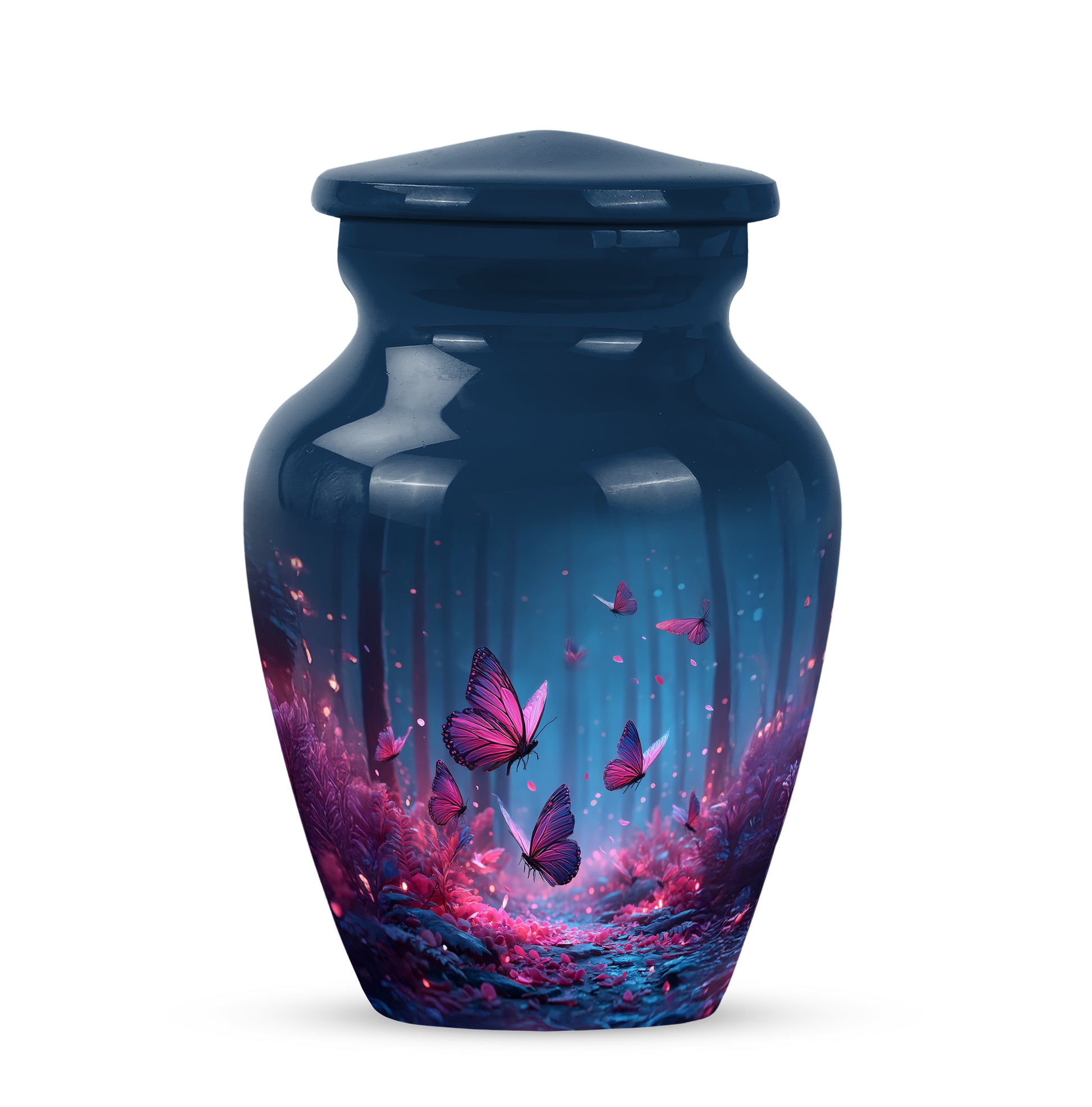 Personalized Refined Butterfly Cremation Urns - Blue 10-inch, 200 cu in - Yatskia
