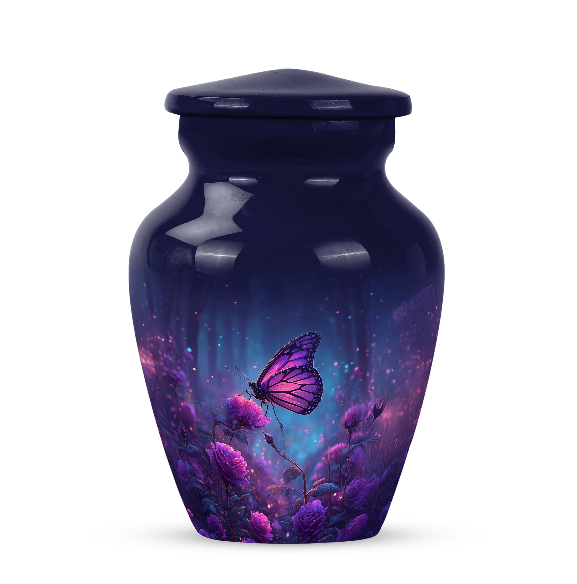 Personalized Blue Cherished Butterfly Cremation Urns for Human Ashes - 10-inch, 200 cu in - Yatskia