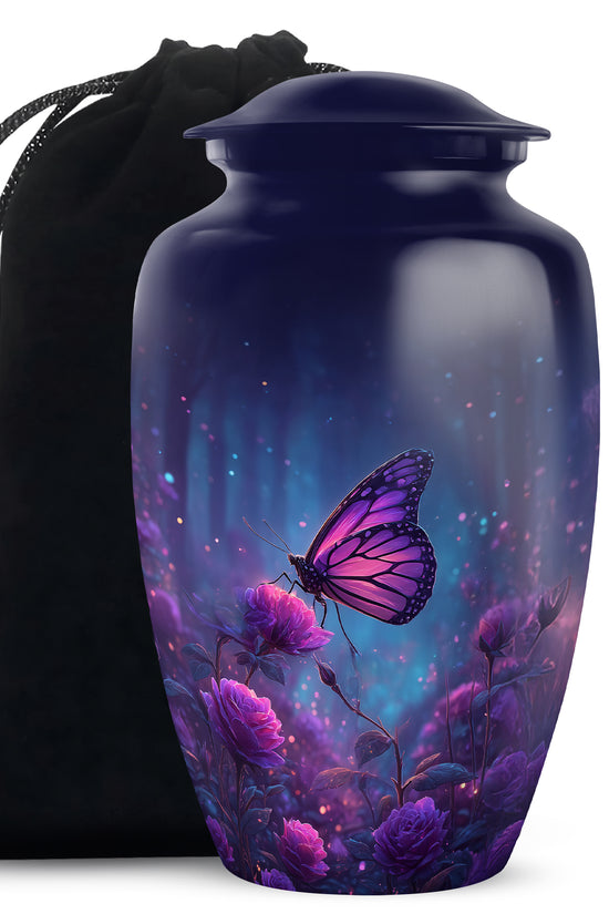 Purple Butterfly Night Burial Urn - A Peaceful Tribute For Women Ashes