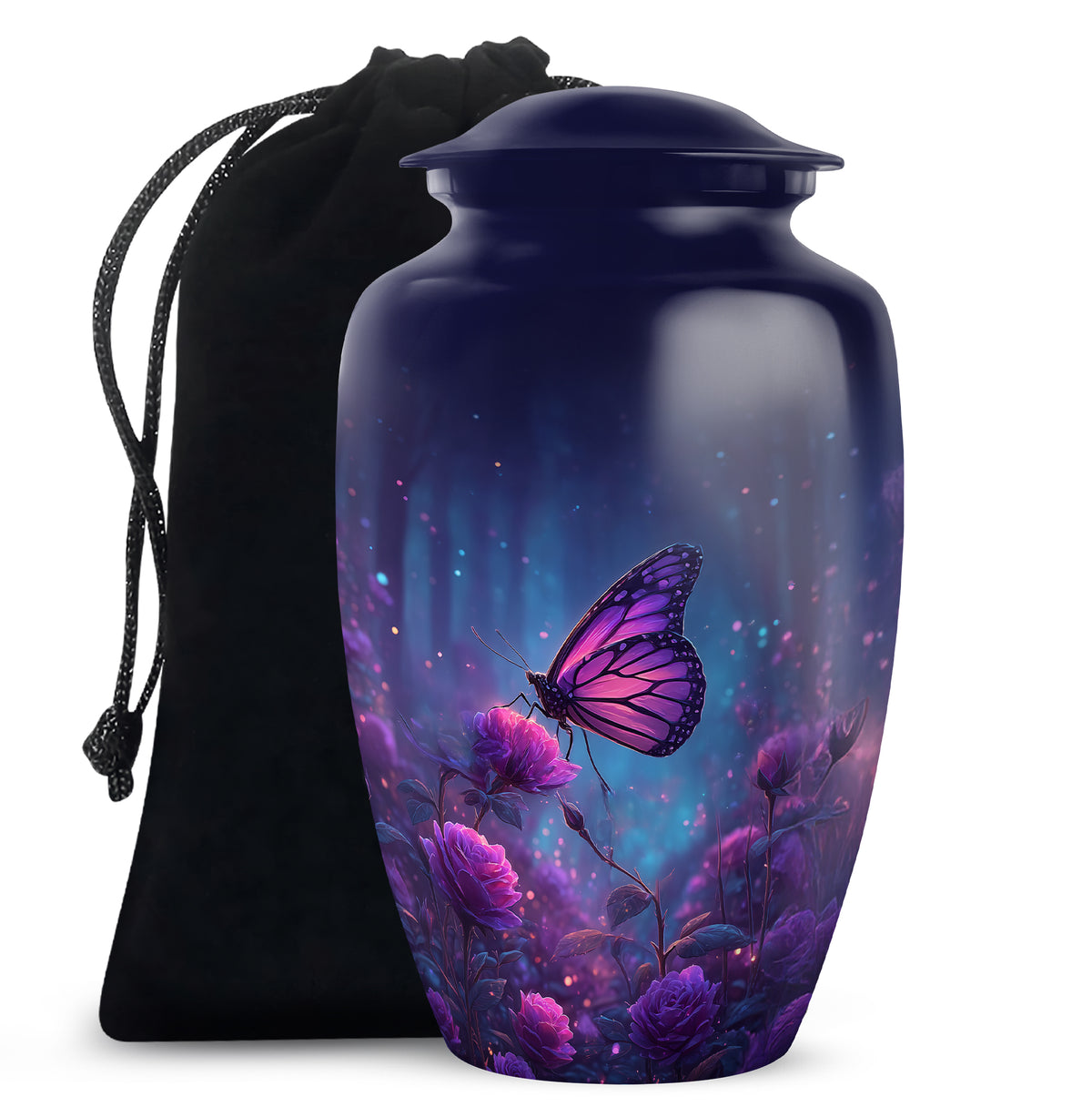 Purple Butterfly Night Burial Urn - A Peaceful Tribute For Women Ashes