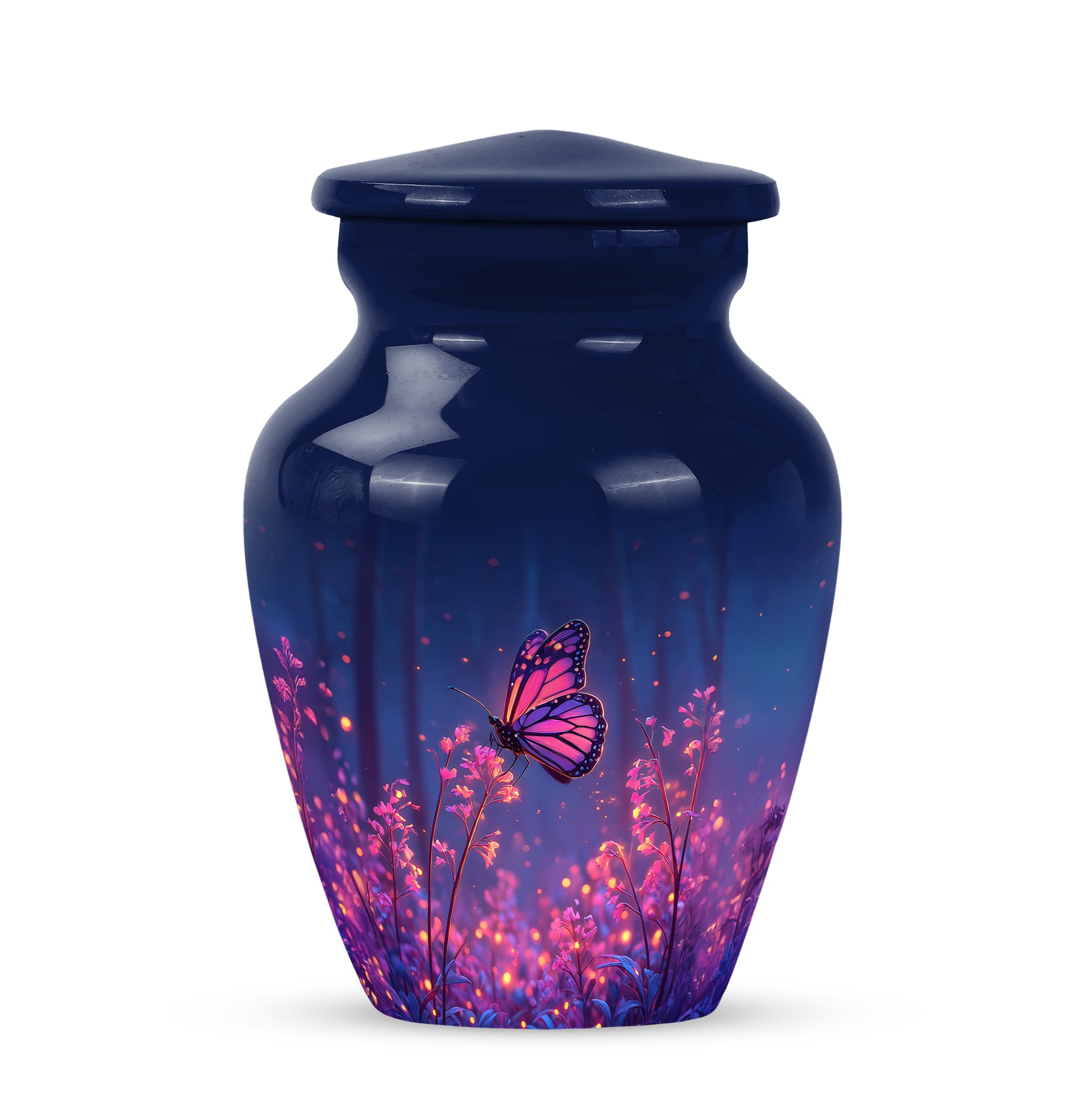 Blue Serene Butterfly Memorial Urn for Ashes - 10-inch, 200 cu in - Yatskia