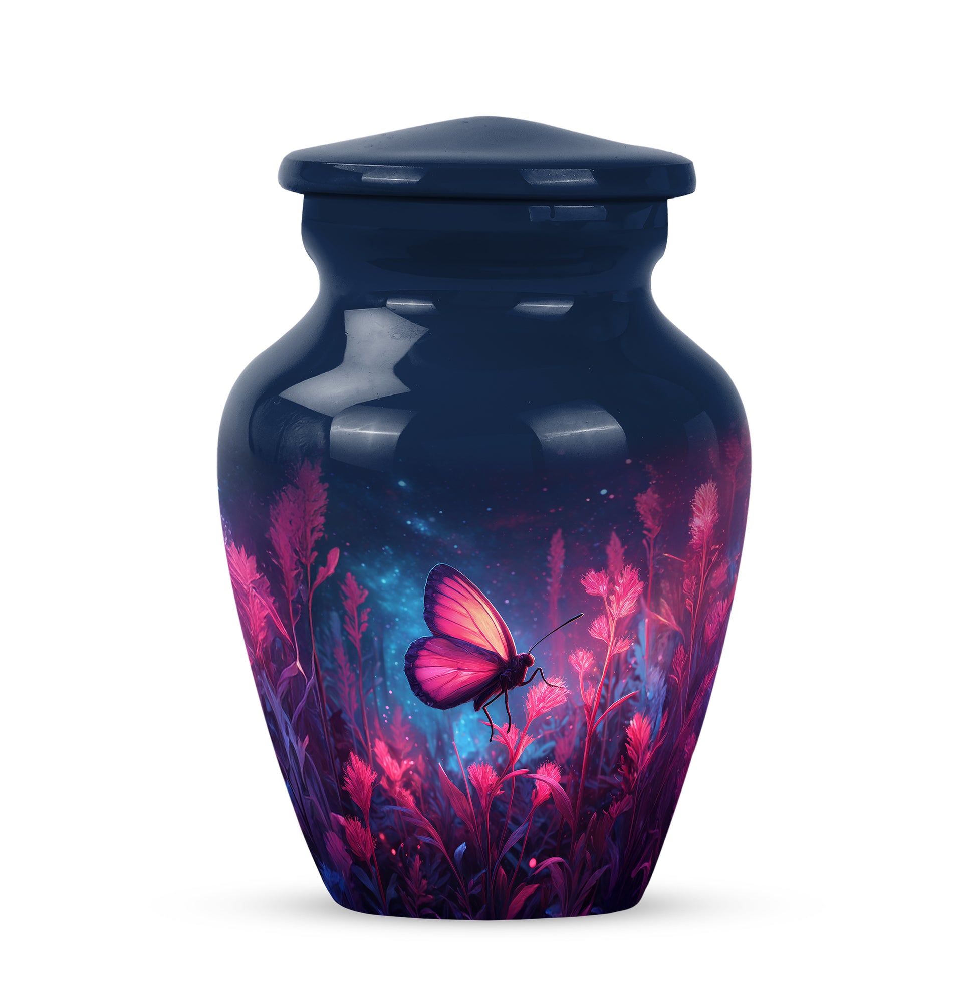 Distinguished Blue Butterfly Cremation Urn for Ashes - 10-inch, 200 cu in - Yatskia