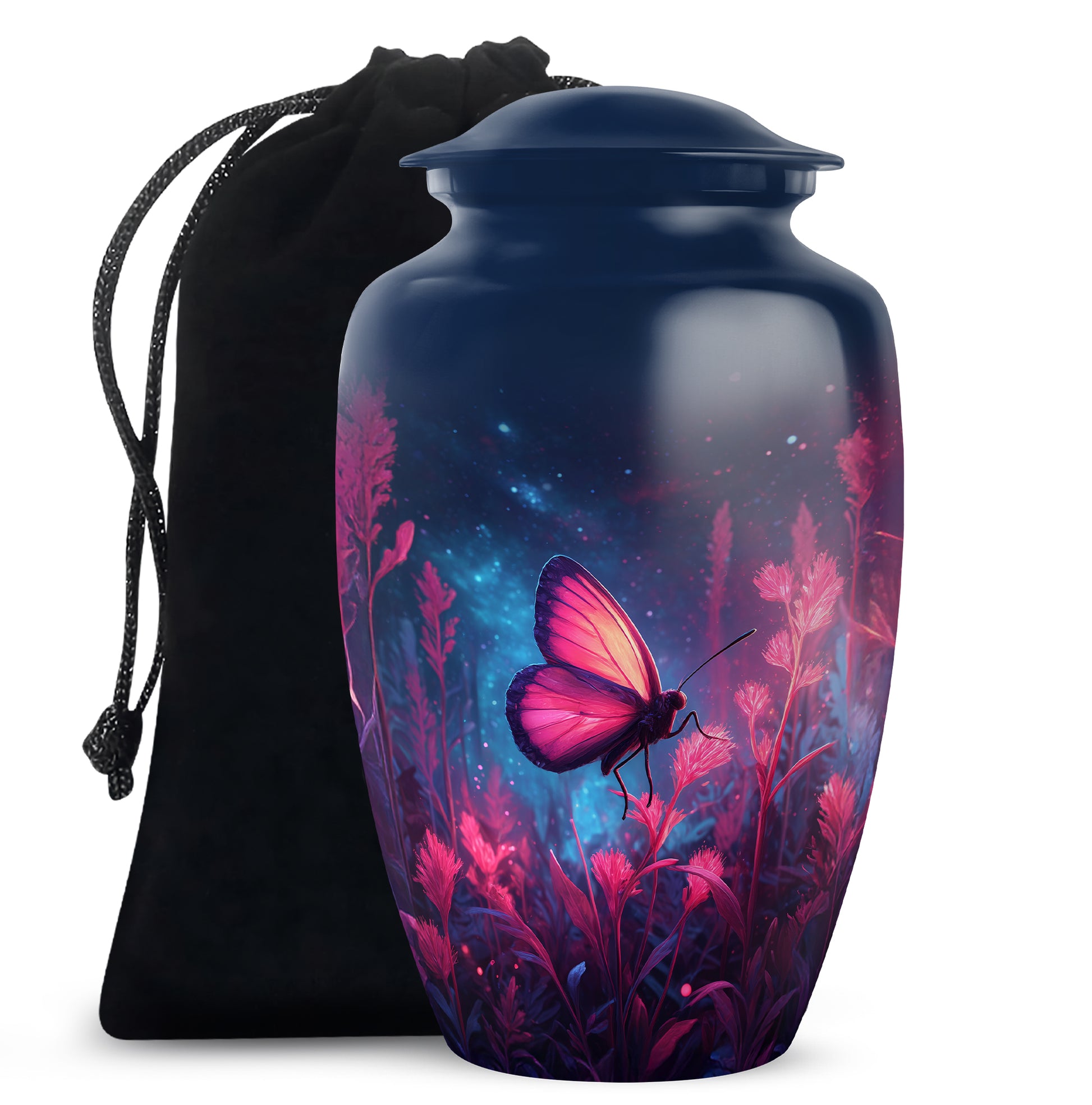 Pink Butterfly Night Scenic Urn - Beautiful Decorative Urn For Women