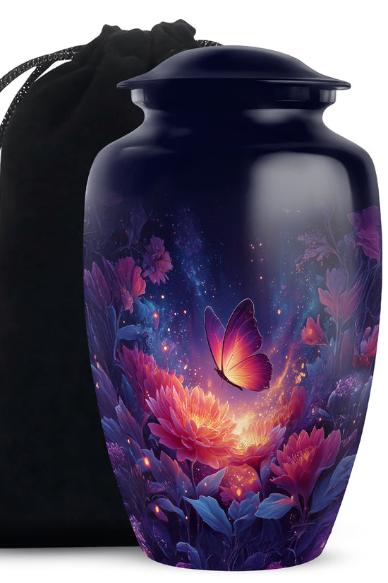 Flying Butterfly Scenic Burial Urn - Large Decorative Memorial Urn