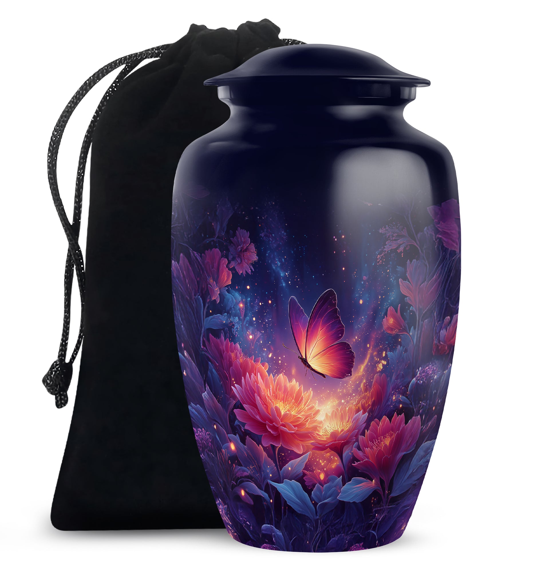 Flying Butterfly Scenic Burial Urn - Large Decorative Memorial Urn
