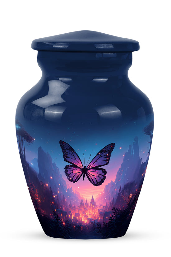 Lustrous Butterfly Cremation Urns for Human Ashes - Blue 10-inch - Yatskia