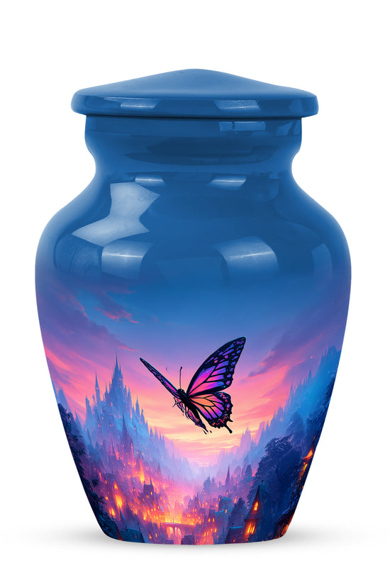 Blue Butterfly Beacon Cremation Urns for Human Ashes - 10-inch, 200 cu in - Yatskia