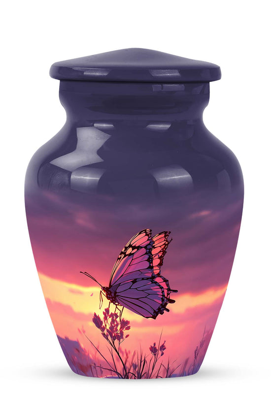 Inspiring Blue Butterfly Dedication Urn for Human Ashes - 10-inch, 200 cu in - Yatskia