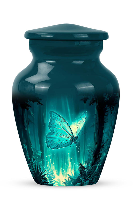Personalized Seraphic Butterfly Cremation Urns - Teal 10-inch, 200 cu in - Yatskia