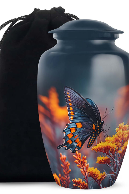 Colorful Butterfly On Flower - Beautiful Urns For Mom Ashes