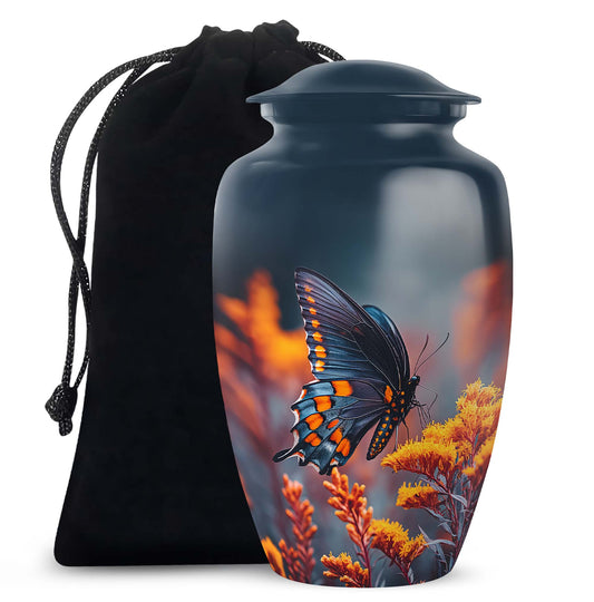 Colorful Butterfly On Flower - Beautiful Urns For Mom Ashes