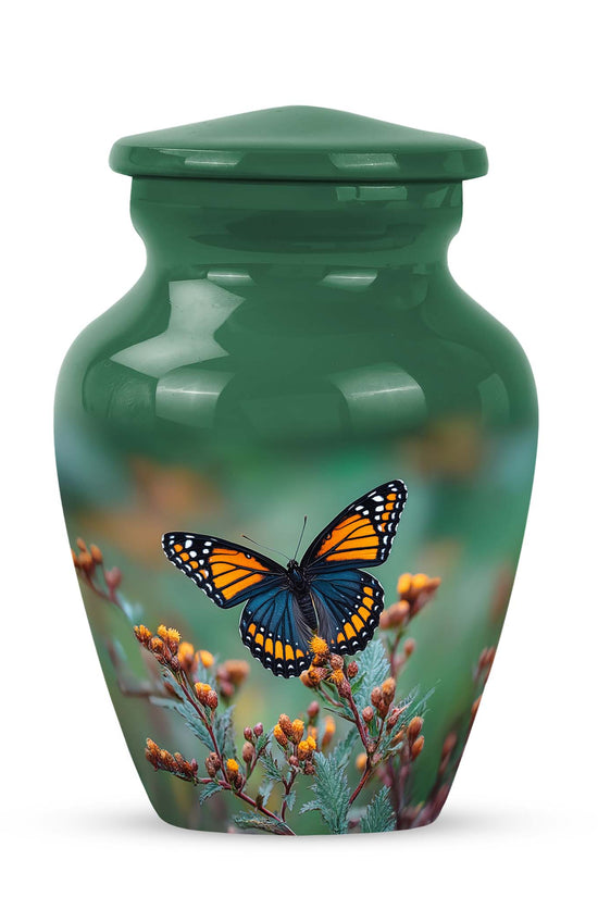 Personalized Magnificent Butterfly Cremation Urns - Green 10-inch, 200 cu in - Yatskia