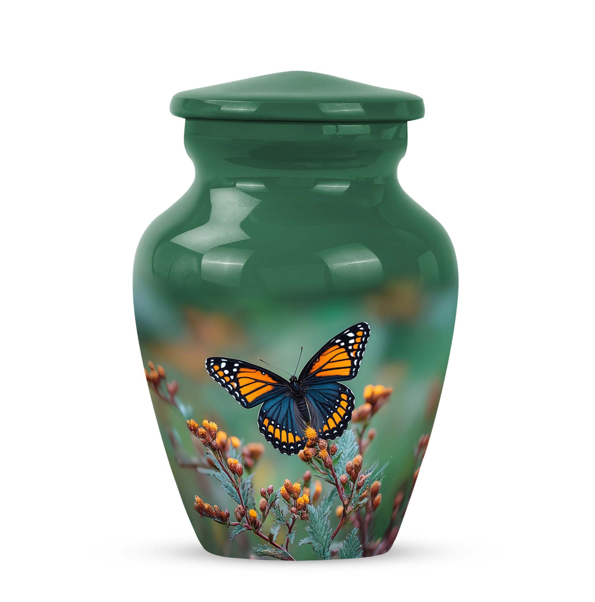 Personalized Magnificent Butterfly Cremation Urns - Green 10-inch, 200 cu in - Yatskia